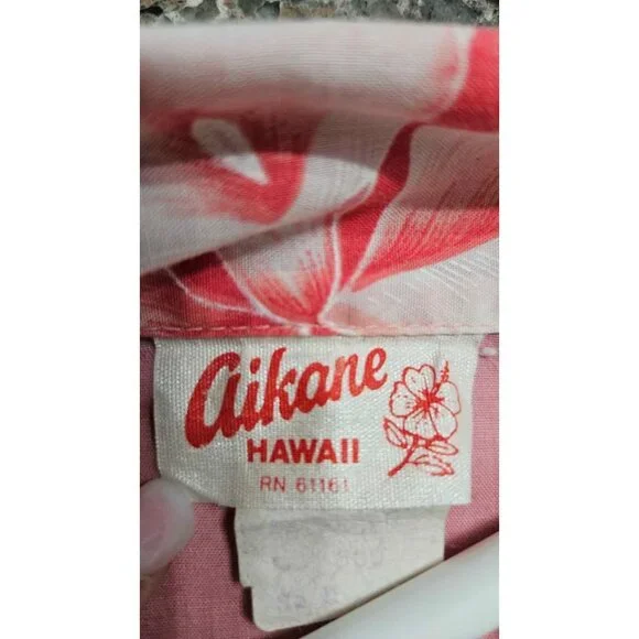 Vintage Aikane Hawaii Aloha Shirt – Pink Floral – Size Large - Picture 2 of 3